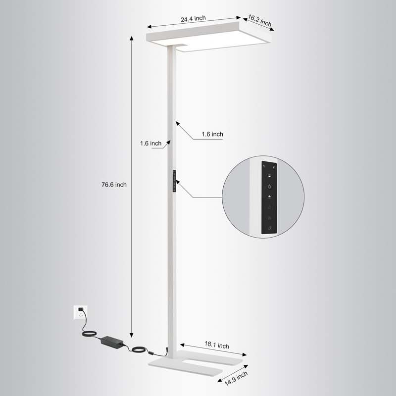 Fromberg 120W LED Floor Lamp 76.6 Full Spectrum Dimmable 4000K 12600LM Natural Daylight Eye Caring Standing Lamp with Motion Sensor for Office